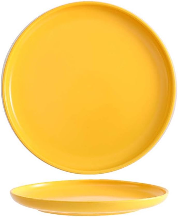 Ceramic Dessert Plates Set of 2,Mini 6 inch Porcelain Round Salad Plate,Serving Appetizer Dish,Yellow Small Dishes Dinner Plate,Food Dinnerware for Kitchen