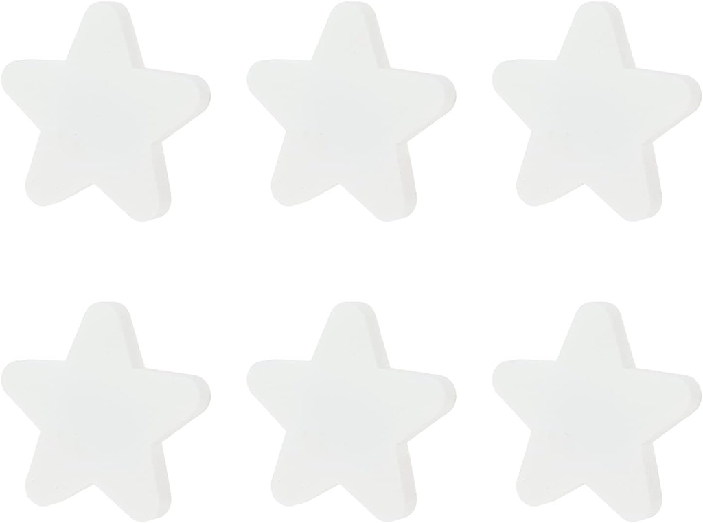 LC LICTOP 2 Inch White Star Soft Rubber Drawer Knobs 6pcs, Warm Style Cabinet Knobs for Kids Room, Cute Drawer Pulls Handles with Screws for Dresser Wardrobe Closet