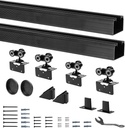 DIYHD 48" Ceiling Mount Bypass Sliding Door Hardware, Black Rail Kit, No Door
