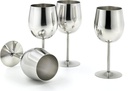 77374 4-piece Brilliant Stainless Steel Wine Glass Set/Wine Tasting Goblet Set (New version with 1/4" taller)- Quality Drinkware for Your Enjoyment