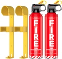 2-Pack Fire Extinguisher Kit,Compact ABCK Spray for Home, Kitchen, Car, Grill | Eco-Friendly, Anti-Reignition | Mounting Bracket.