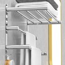 Adjustable Towel Bar for Bathroom Wall Mount17-30.7inch Adhesive Shower Towel Rack Stainless Steel Bath Towel Holders for Toilet Kitchen Double Towel Hanger (3-Layer Towel Rack)