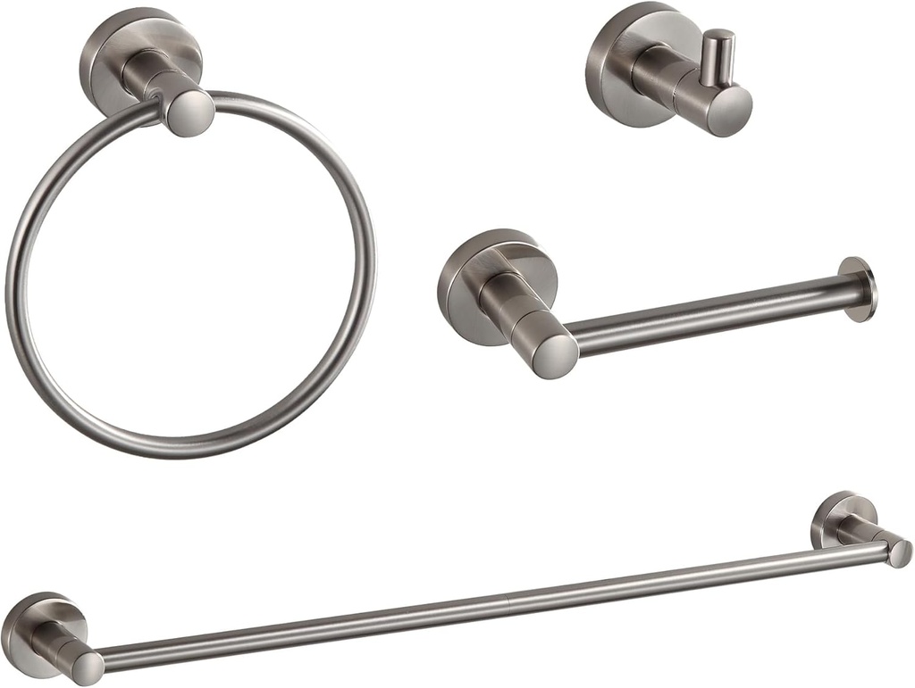 BGL Bathroom Accessories Set 4-Pieces Shiny Brushed Nickel Zinc Alloy Wall Mounted Towel Racks for Bathroom