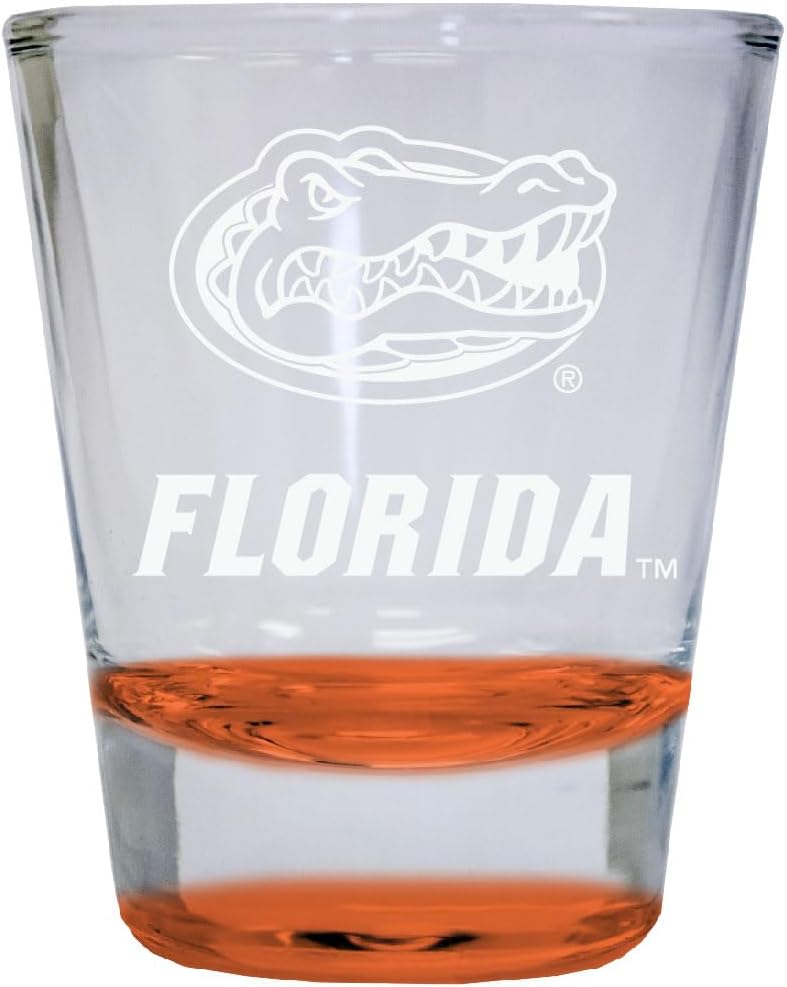 R and R Imports Florida Gators 2 oz Engraved Shot Glass Round Orange Officially Licensed Collegiate Product Single Unit