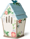 Flora 3D Birdhouse Cookie Jar – 88-Ounce Hand-Painted Ceramic Storage Jar with Floral and Butterfly Design, Perfect for Cookies, Snacks, and Decorative Kitchen Counter Display