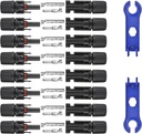 16 PCS Solar Panel Connectors, Male/Female IP67 Waterproof 1000V 30A Solar Cable Connectors (8 Pairs) with 2 Spanners（10AWG）
