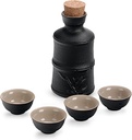 Sake Set, Saki Cups，Crafts Cup Ceramic Sake Set， Japanese Sake Cup Set 5 Piece, Ceramic Crafts Set Chinese Traditional Sake Set with 1 Sake Serving Bottle, 4 Sake Cups