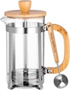 MERMOO YILAN French Press Coffee Maker & Tea Press 20oz Borosilicate Glass Carafe Plastic-Free Small Coffee Maker for Loose Leaf Tea, Cold Brew & Milk Frothing, Includes Measuring Spoon