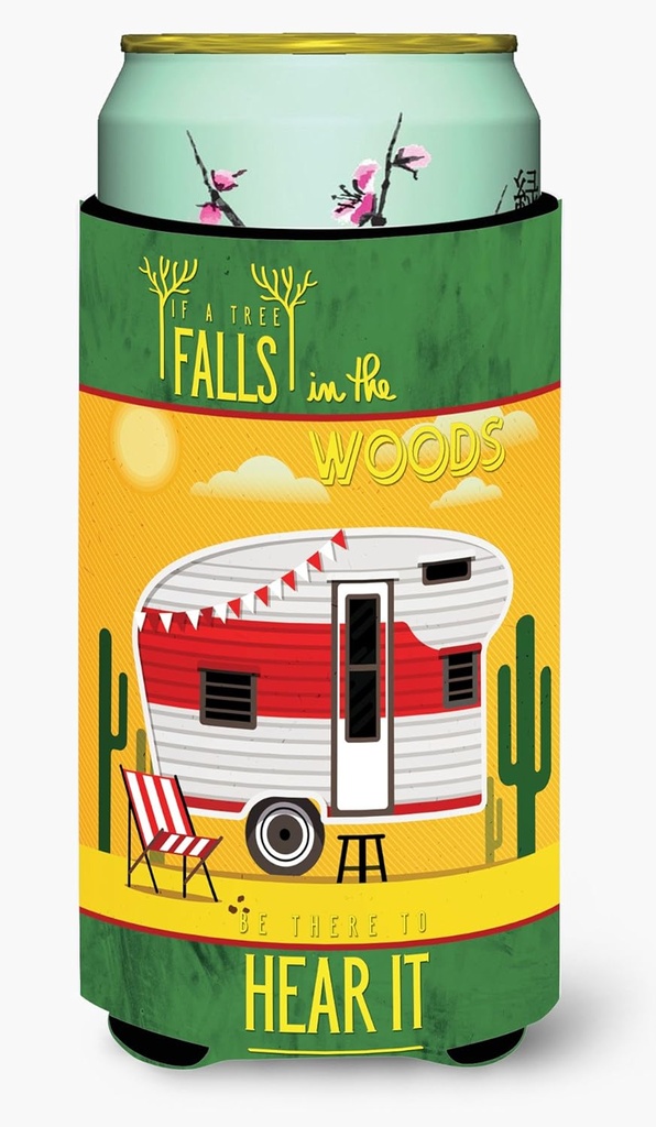 Caroline's Treasures BB5483TBC Be in The Woods Retro Camper Desert Tall Boy Hugger Can Cooler Sleeve Hugger Machine Washable Drink Sleeve Hugger Collapsible Insulator Beverage Insulated Holder