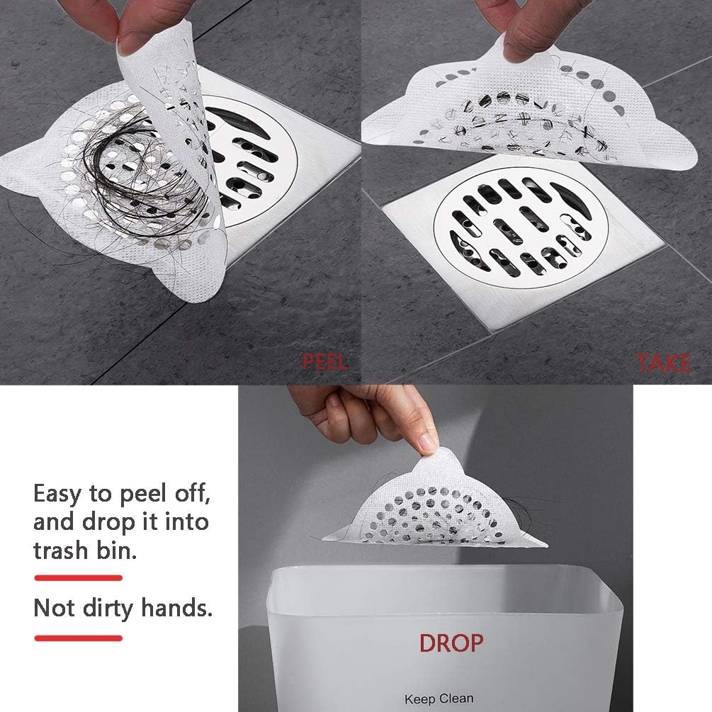Disposable Shower Drain Hair Catcher, Bathroom Sink Drain Strainer, Adhesive Non-Woven Sticker Bathtub Hair Catcher for Drain - 30pcs