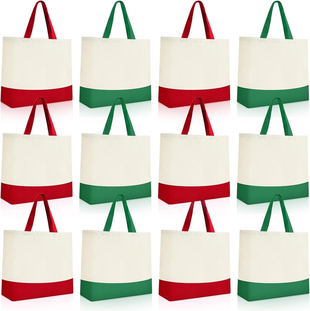 Epakh 12 Pack Canvas Tote Bags Bulk 18.5 x 15 Inch Reusable Grocery Shopping Bags Tote Luggage for Shopping