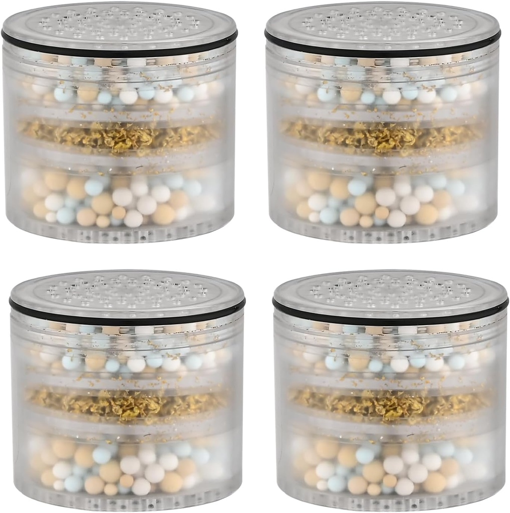 PROOX Shower Head Filter Replacement Cartridges, KDF55 Filters for Hard Water Remove Chlorine and Harmful Substances, Pack of 4