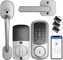 Keyless Entry Door Lock Deadbolt with Handle Set, Smart Front Door Lock Set, Keyless Entry Keypad Deadbolt, Electronic Keypad Deadbolt Lock with Alexa (Silver)