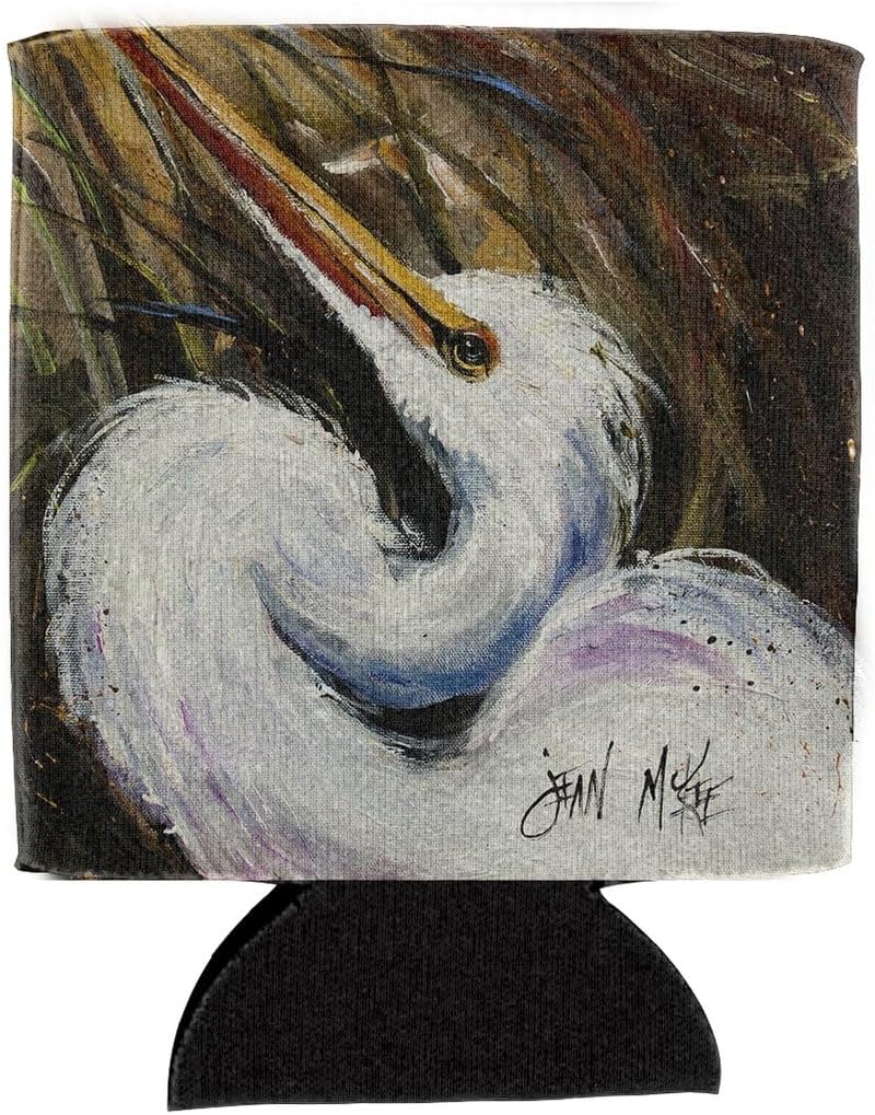 Caroline's Treasures JMK1214CC White Egret Can or Bottle Hugger Cooler Washable Drink Sleeve Collapsible Beverage Insulated Holder, Can Hugger, Multicolor