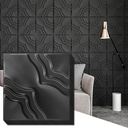 Art3dwallpanels 33 Pack 3D Wall Panel, 2 Different Effects PVC Textured Wall Panels for Interior Wall Décor, 12 x12 Inch Cover 32.Sq.Ft, Black