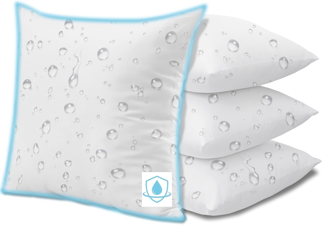 Outdoor Pilllows Waterproof 22x22 Pillow Inserts Set of 4, Water-Resistant Square Throw Pillow Inserts for Patio, Garden, Porch, Outdoor Furniture Decors