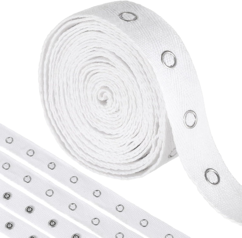 3 Yards White Snap Tape for Sewing by Yard, Metal Button Tape Ribbon for Baby Clothes, Cotton Snap Trim Fastener for DIY Crafts, 1 inch Wide