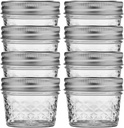 Ball Wide Mouth Quilted Crystal Jelly Jars with Lids and Bands, Used for Canning, Pickling, Juice, Jam, Jelly, Quarter Pint Size (4 Ounce (Pack of 8))