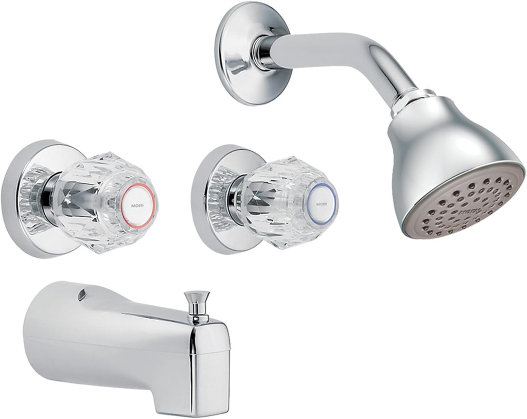 Moen 2919EP Chateau Two-Handle Tub and Eco-Performance Shower Faucet, Valve Included, Chrome
