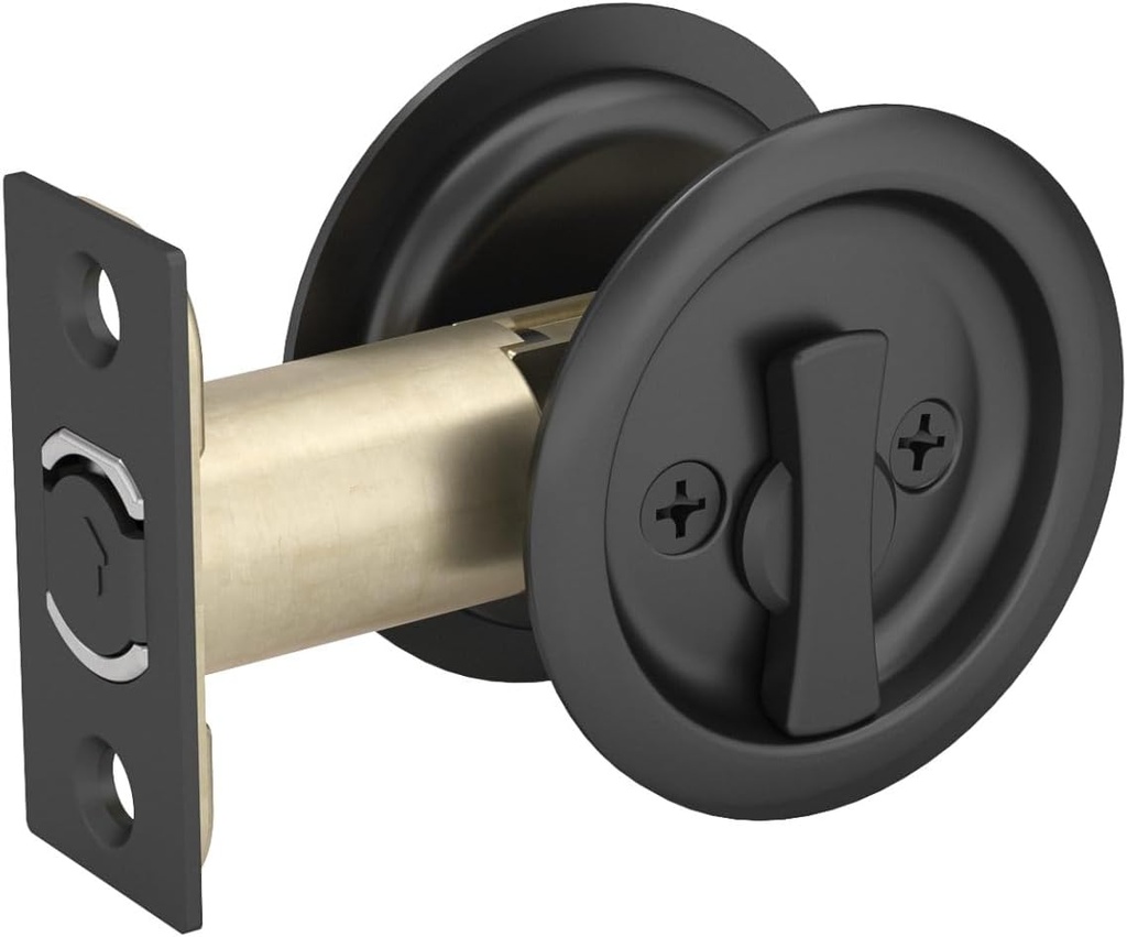 Richelieu Hardware 17RFB42 Onward Round Pocket Door Privacy Pull, Flat Black