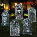 Roberly 24" Large Halloween Graveyard Decorations, 5PCS Tombstone Halloween Headstones Yard Stakes RIP Skeleton Cemetery Graveyard Signs for Outdoor Garden Lawn Haunted House