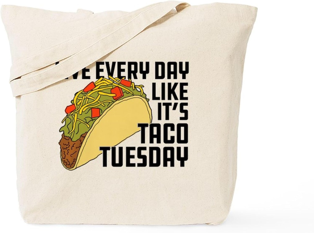 CafePress Taco Tuesday Tote Bag Reusable Natural Beige Canvas Shopping Bag