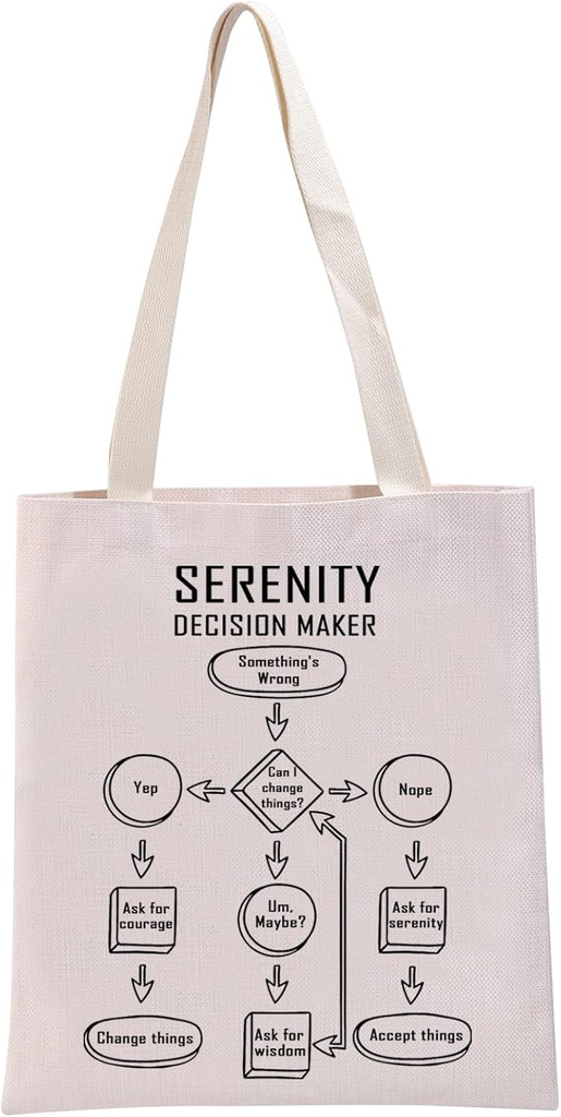 G2TUP Funny Sobriety Prayer Decision Maker Tote Bag AA NA Recovery Handbag Sober AF Recovery Sponsor Gift