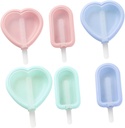 6pcs Boy Girl Ice Cream Molds Heart Semiellipse Shapes Reusable Maker for Homemade Treats Food-grade Green