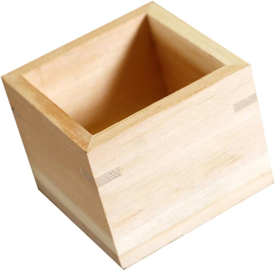 2pcs Traditional Wooden Sake Cup Holder Box Square Sake Cups for Japanese Kitchenware