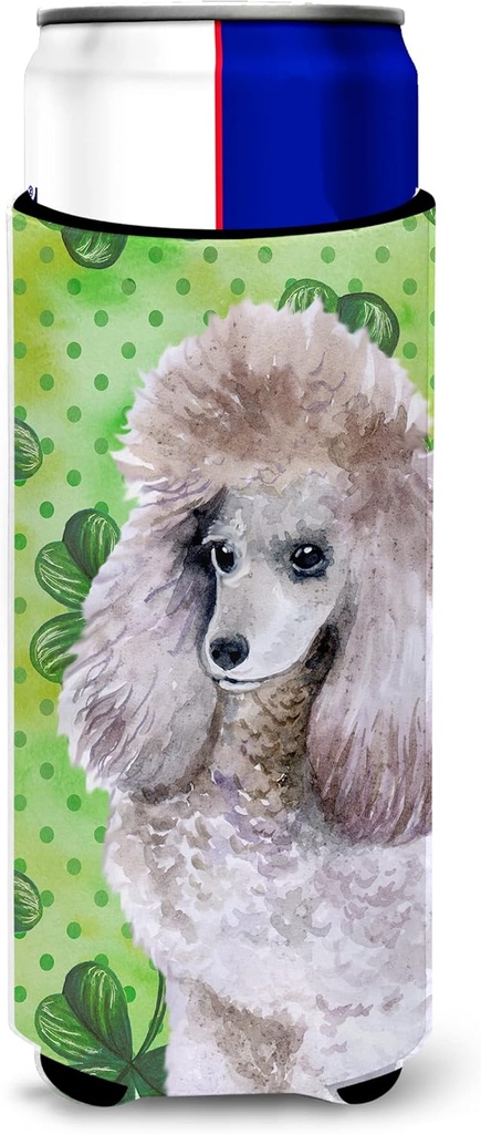 Caroline's Treasures BB9839MUK Poodle St Patrick's Decorative Can Hugger Multicolor, Slim Can