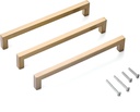 10 Pack 8 Inch Hole Center Champagne Cabinet Pulls Stainless Steel Square Drawer Handles for Bathroom Cupboard Pulls Modern Kitchen Cabinet Hardware