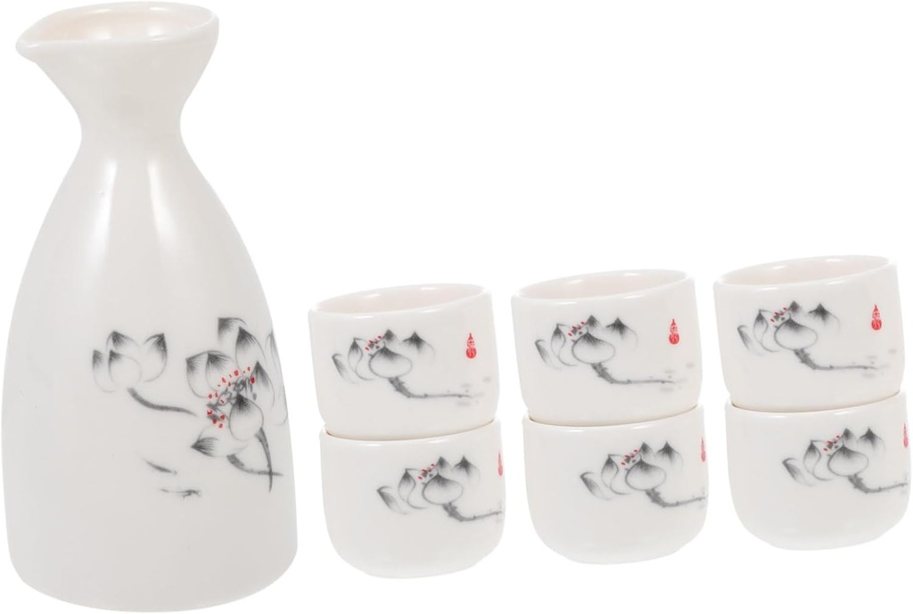 Ceramic Sake Pot Set Holder Porcelain Sake Cups Japan Simple White Sake Wine Cups Pink Ceramics