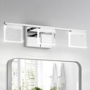 OKELI LED Modern Bathroom Vanity Light Fixtures, 3-Light, 19.1 Inch, 6000K Crystal Bubble Wall Lighting Fixtures Over Mirror, Dimmable Chrome Bathroom Vanity Lights Bar for Bedroom