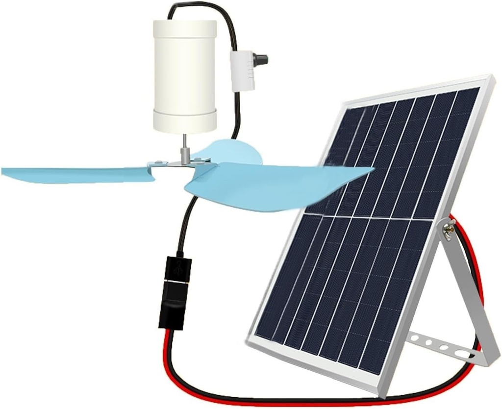 5V10W Outdoor Ventilation Solar Fans Stepless Adjustable Speed Fan with Tempered Panel Bracket and Mounting Hook for Travelling Camping 3meter Cable Cord