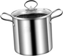 VOSAREA Stainless Pan Deep Fryer Pot Frying Basket Handle Steel Cooking Pot Lids for Non Stick Pans