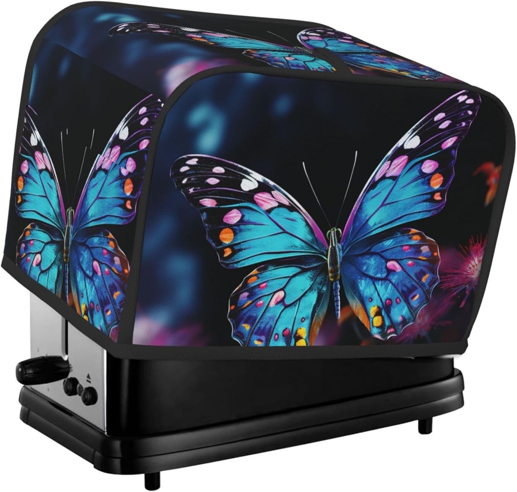 Charming Butterfly 2 Slice Toaster Covers Bread Machine Cover Quilted Dustproof Fingerprint Protectors Small Washable Appliance Cover Bread Maker Dust Protection Universal Size