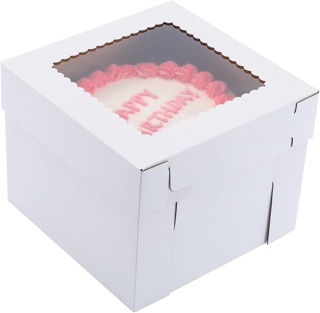 Tall Cake Boxes for Tier Cakes 14x14x12 Inch 2 Pack Wedding Cake Boxes,Sturdy Tall Bakery Boxes with Window,Layer Cake Carrier,Disposable Cake Containers