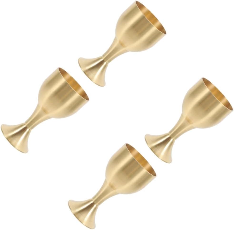 4pcs Antique Copper Alloy Goblet Cup Decorative Offering Chalice Elegant High Versatile Use for Buddhism Temple Decor Unique Smooth Texture and Chic Design