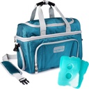 Versal Lunch box For Men Insulated cooler Lunch bag w/ 3 compartment - Detachable Shoulder Strap + 2 Ice Packs. Strong SBS Zippers Great gifts For Men (Teal, Large)
