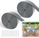 LukLoy 2 Pack 2" Wide x 20ft Long Vinyl Straps for Patio Chairs Repair with 40 Rivets, Replacement Straps for Patio Chairs Garden, Lawn Chair Repair Straps, Grey