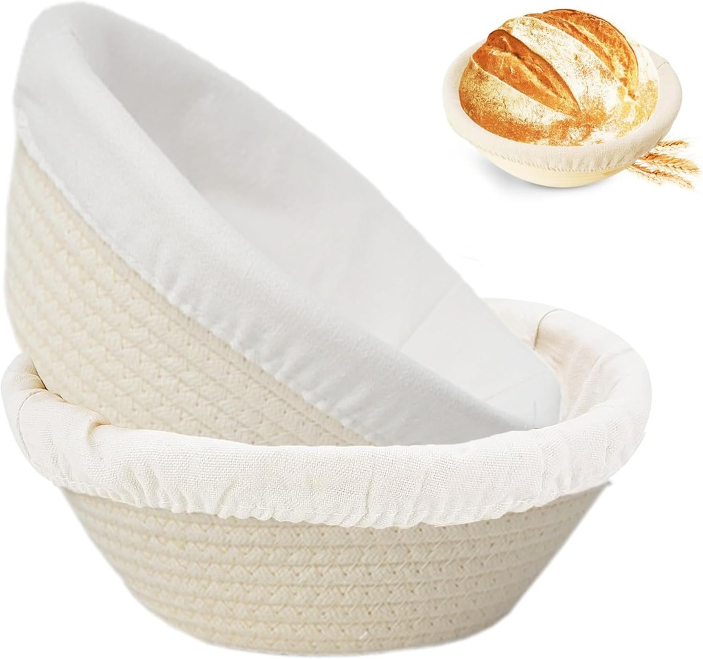 8 Inch 2 PCS Round Banneton Bread Proofing Basket，Banneton Bread Proofing Basket，Sourdough Proofing Basket with Liner - Round Banneton Basket for Baking