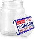 Stock Your Home Half Gallon Clear Plastic Jars with Lids (1 Pack) 64 oz Wide Mouth Large Jar with Lid, Big Container for Candy, Cookies, Arts & Crafts, Bartender Money Tips, Kitchen & Pantry Storage