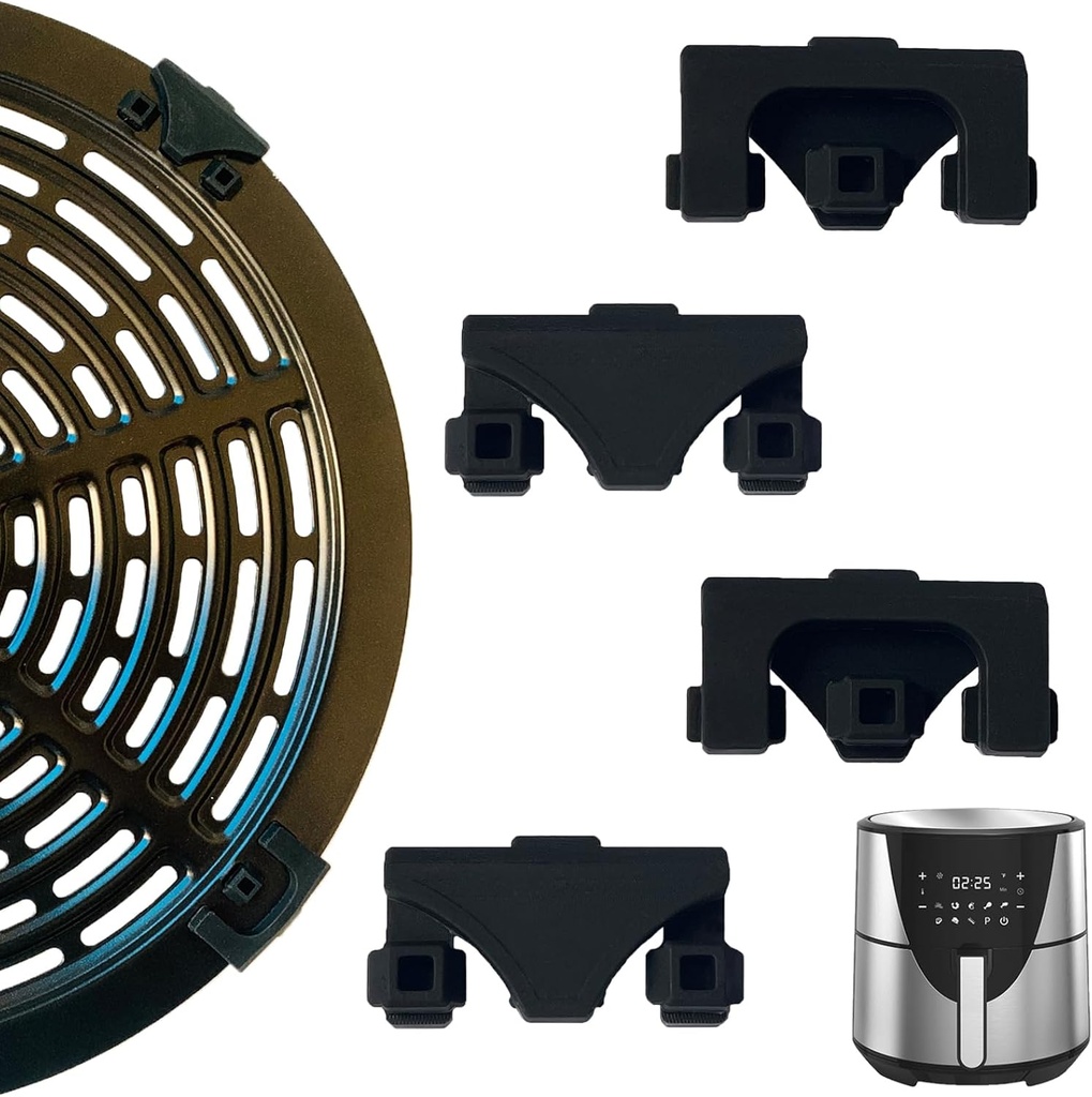 ALJ Air Fryer Silicone Rubber Bumpers for Round Bella Pro Series 8QT Air Fryer Crisper Plate, 4PCS Upgraded Air Fryer Rubber Tabs Pads Pieces Tips Stoppers Spacers Attachments for Bella Air Fryers