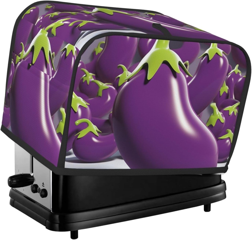2 Slice Toaster Covers Bread Machine Cover Quilted Dustproof Fingerprint Protectors Small Washable Appliance Cover Cartoon Eggplant Bread Maker Dust Protection Universal Size