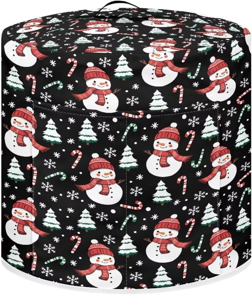 Snowman Pressure Cooker Covers Christmas Decor Air Fryer Cover Dust Cover for Rice Cooker Slow Cooker Stain Resistant Easy Clean Crock Pot, Snowflake Black