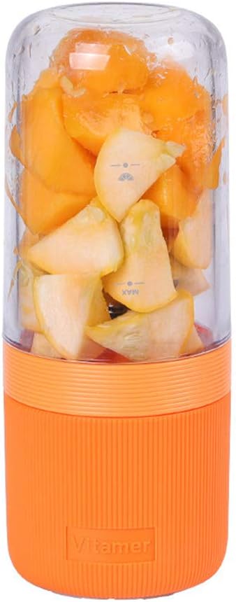 Cup Mini Blender， Household Portable Juicer Cup 400ML Fruit Juice Extractor and Mixer with USB Rechargeable and 4 PCS Blades for Home Outdoor. Portable, B