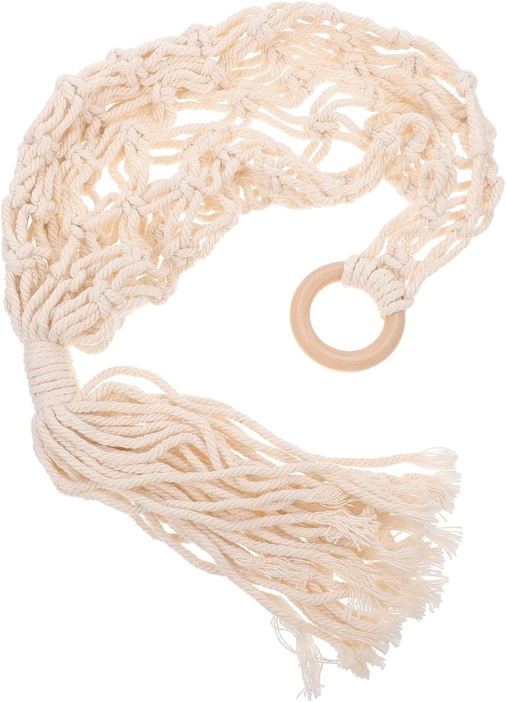 Garneck Hanging Cotton Rope Woven Basket for Fruits and Vegetables Decorative Wall Storage for Home Kitchen Balcony Beige Eco-friendly Design