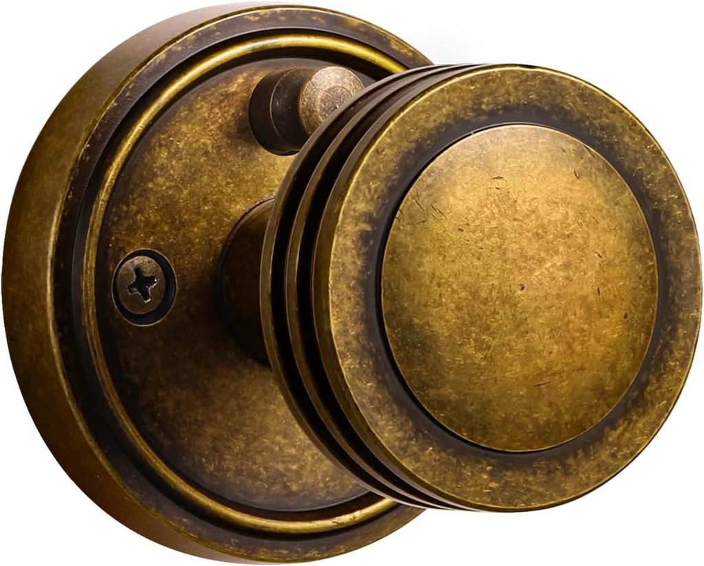 1 Pack Antique Brass Bronze Door Knob Interior Privacy Door Knobs with Lock Door Handle Bedroom and Bathroom Zinc Alloy