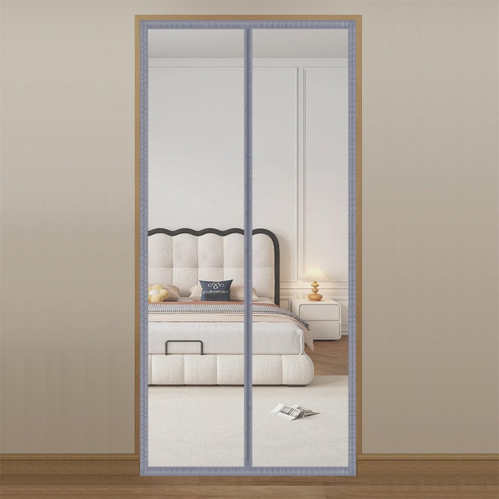 Liveinu Magnetic Screen Door, Self Sealing, Heavy Duty Screen Door Mesh Curtain with Magnets for Sliding, Patio, French, Front and Back Door, Pet and Kid Friendly, Grey 2, 34“x80“