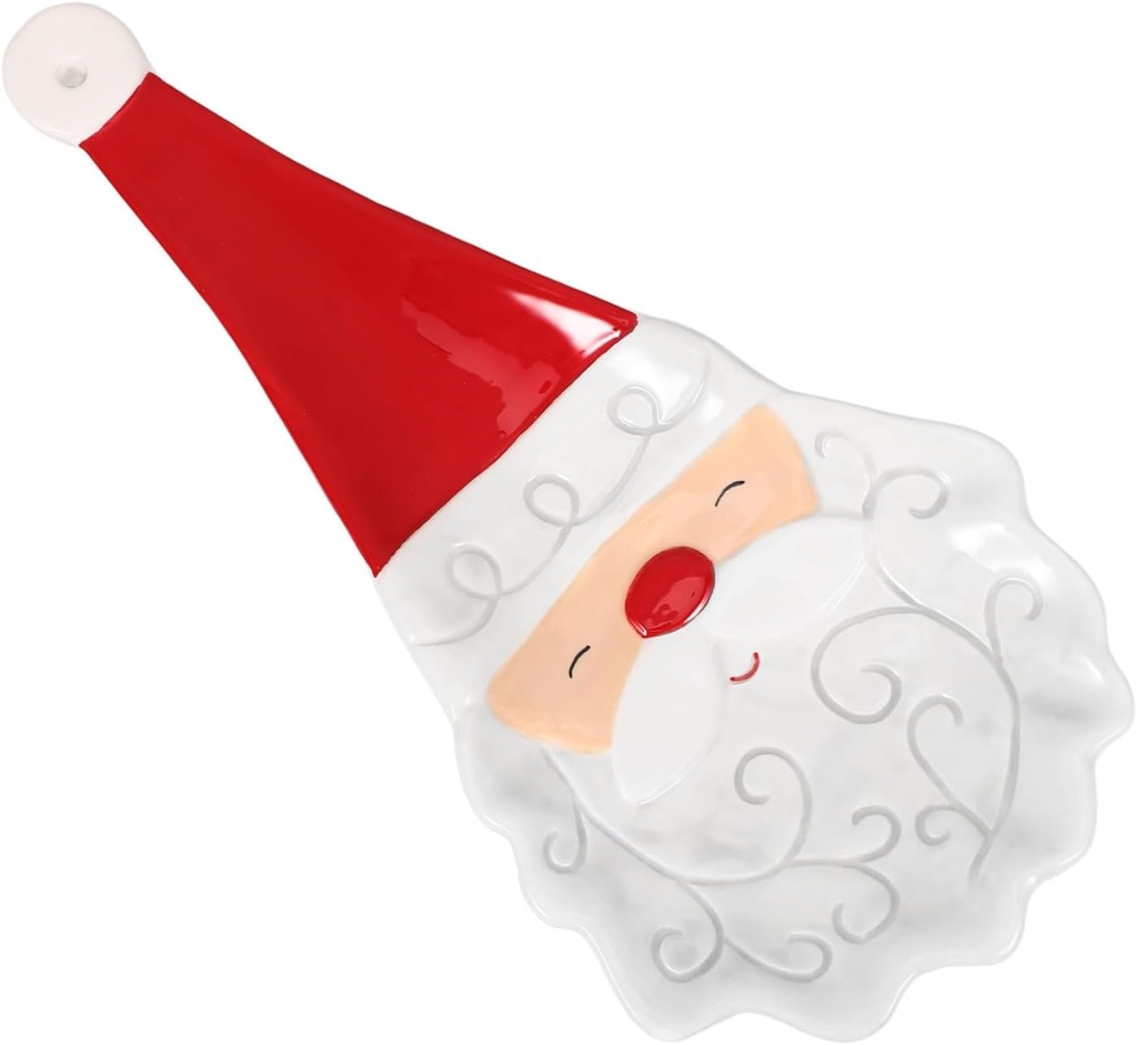 Christmas Santa Clause Ceramic Spoon Holder Kitchen Utensil Rest Scoop Rest